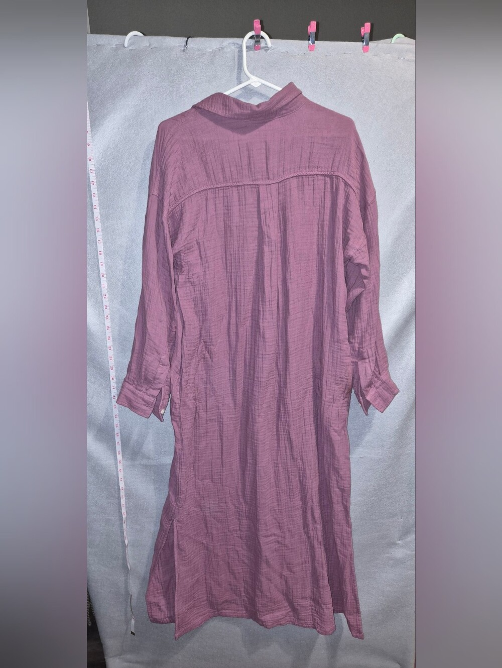Lou & Grey Petites Mauve Cotton Gauze Maxi Shirt Dress – Size L Petite – NWT - Picture 2 of 7